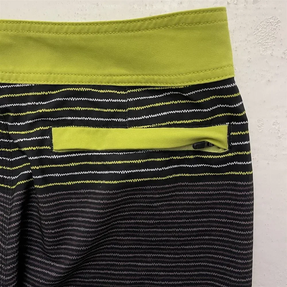 prAna 30 x‎ 10" Gray Striped Drawstring Performance Flex Board Shorts_9
